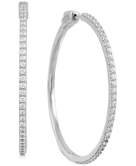 Женские серьги-кольца Macy's Diamond, 1 карат, серебристые