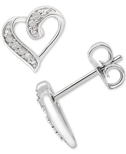 Серьги-гвоздики Macy's Open Heart 0,1 карат, серебристые
