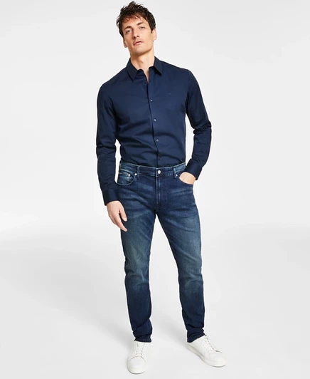 Мужские джинсы Calvin Klein Slim-Fit, эластичные, синие