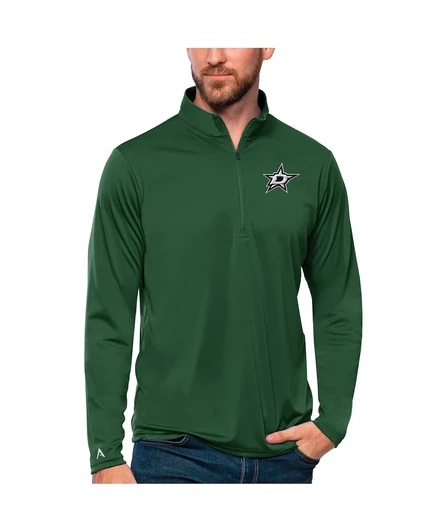 Мужской пуловер Forest Green Dallas Stars Tribute от Antigua с застежкой на четверть молнии forest green