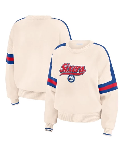 Женский джемпер WEAR by Erin Andrews Philadelphia 76ers в полоску, кремовый