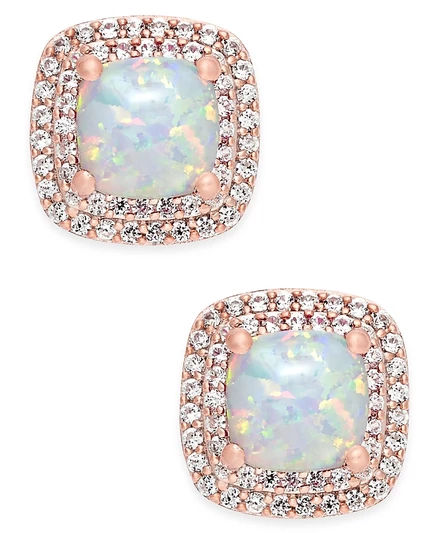 Серьги Macy's с опалом и белыми сапфирами, белые