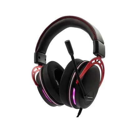 Наушники RadioShack Gaming 7.1 USB, Объемный звук, Удобные амбушюры, Микрофон с функцией шумоподавления, Светодиодная подсветка, Черно-красный дизайн, Черный игровой аксессуар для ПК