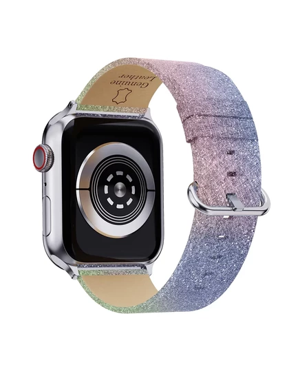 Блестящий кожаный ремешок Waloo Brilliance для Apple Watch rainbow