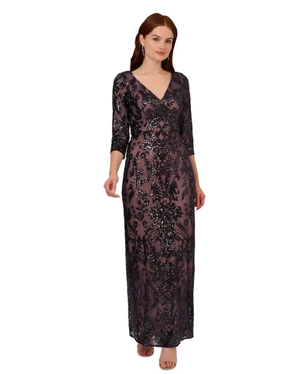  Женское расшитое блестками платье navy rose gold