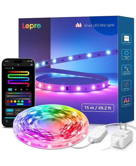 Светодиодная лента Lepro S1 AI RGBIC 15 м с Wi‑Fi и Bluetooth