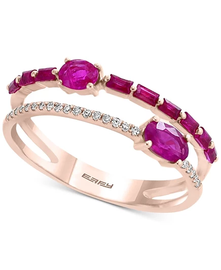 Кольцо EFFY 7/8 ct с рубинами и бриллиантами, красное, 14k