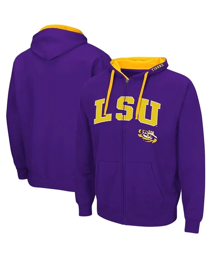 Мужская толстовка Colosseum Purple LSU Tigers Big and Tall с капюшоном на молнии purple