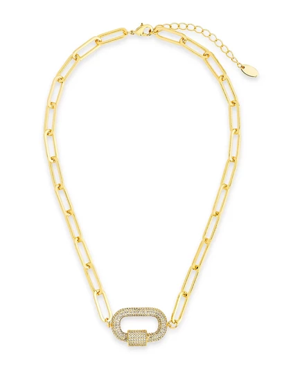 Ожерелье с замком-карабином из кубического циркония Sterling Forever Pave gold, clear