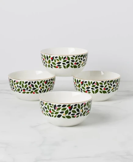 Миски для супа и хлопьев Kate Spade Evergreen из 4 частей white and ivory