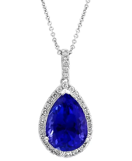 Ювелирный набор EFFY Collection Pear Halo с танзанитом, 14K белое золото
