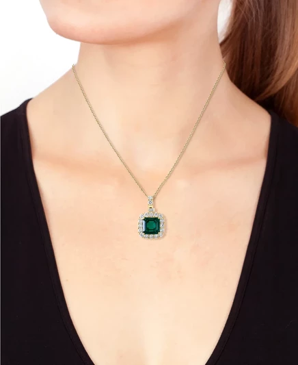Украшения EFFY с лабораторным изумрудом и бриллиантами, 14k