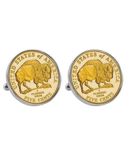 Запонки American Coin Treasures «Бизон», серебристые