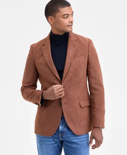 Мужской пиджак Nautica Modern-Fit, твид, елочка, ржавый