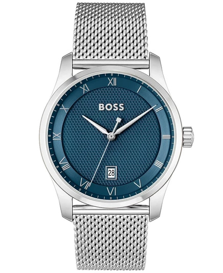 Мужские часы Hugo Boss Principle, кварцевые, дата, сталь, 41 мм, серебристые