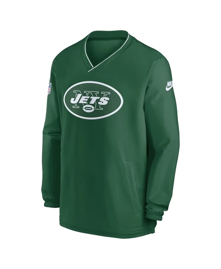 Мужская ветровка с логотипом Nike Kelly Green New York Jets Throwback с длинным рукавом и V-образным вырезом kelly green