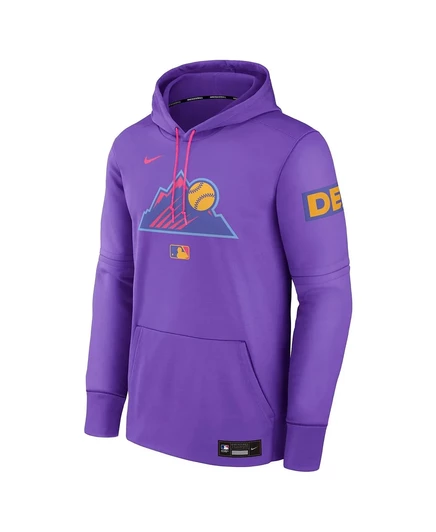 Мужская толстовка-пуловер Therma из фиолетовой коллекции Nike Colorado Rockies 2025 City Connect Authentic Collection purple
