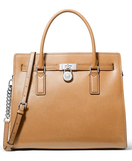 Женская кожаная сумка-сэтчел Michael Kors Hamilton Moderne большая, бежево-коричневая