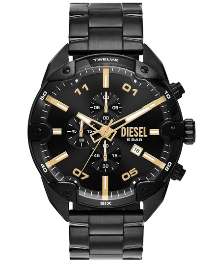 Мужские часы Diesel Spiked Chronograph 49 мм, черные