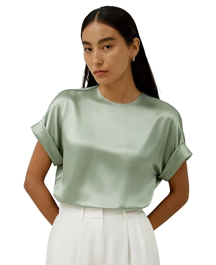 Женский шелковый топ LilySilk, оверсайз, зеленый