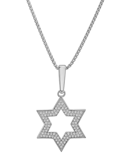 Мужское ожерелье Macy's Star of David 22″ с бриллиантами 0,5 карат, серебристое