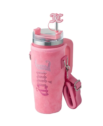 Термобутылка Juicy Couture 887 мл с чехлом, розовая