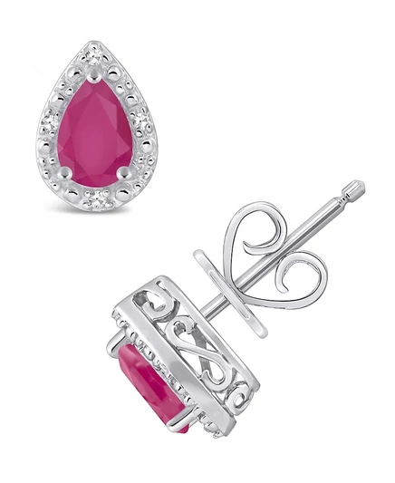 Женские пусеты Macy's, серебро, бриллианты, рубин