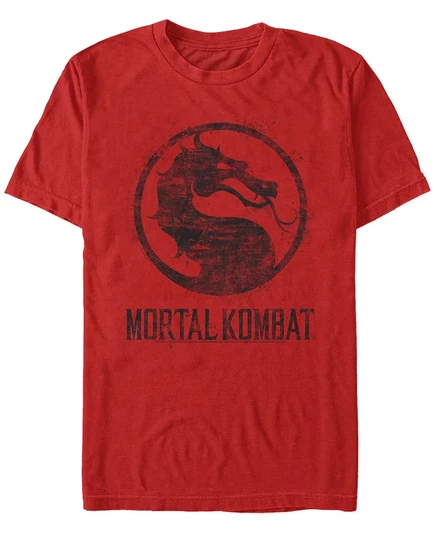 Мужская футболка с логотипом Mortal Kombat Klassic Splatter с коротким рукавом красного цвета