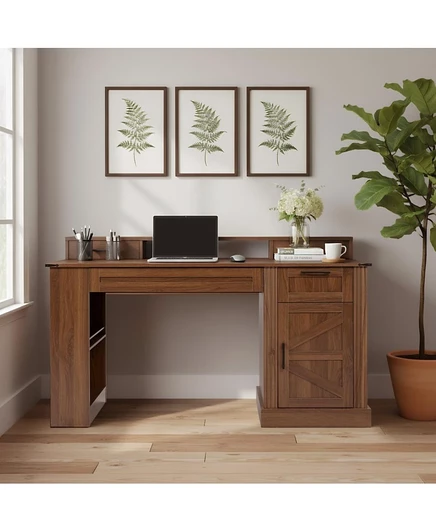Офисный стол Streamdale Furniture 55" В фермерском доме с местом для хранения, дверцей для сарая, подставкой для клавиатуры, подставкой для монитора