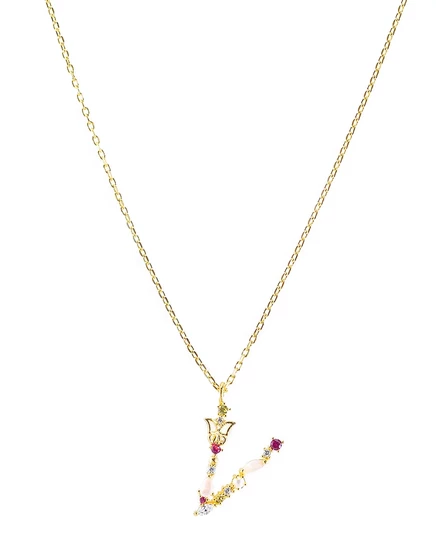 Ожерелье с надписью Girls Crew Flutterfly Stone Initial gold-plated- v
