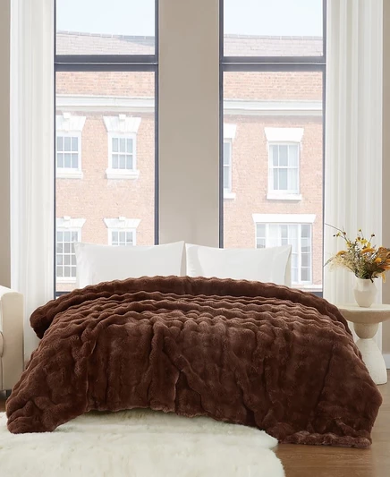 Покрывало Brooklyn Loom Bubble 230×230 см, коричневое