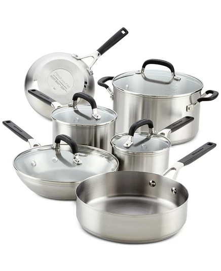 Набор посуды KitchenAid, 10 предметов, серебристый