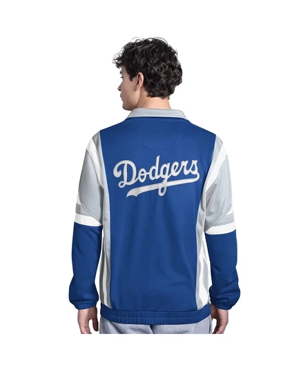 Мужская спортивная куртка из трикотажа Los Angeles Dodgers Contender серого цвета на молнии  royal, gray