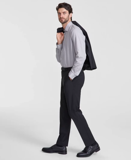 Мужские облегающие однотонные брюки-стрейч Superflex от Hugo Boss black
