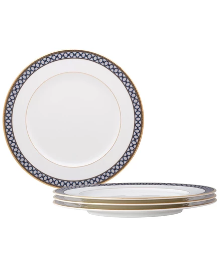 Набор 4 тарелок Noritake Blueshire 27.3 см с позолотой, многоцветный