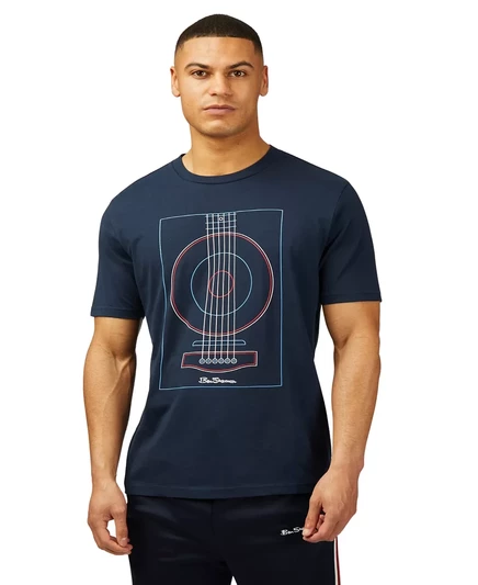  Мужская футболка с линейным гитарным принтом dark navy