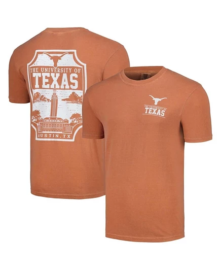 Мужская футболка Texas Orange с изображением значка кампуса Texas Longhorns на одной футболке оранжевого цвета