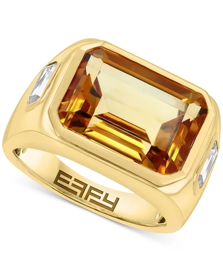 Кольцо EFFY — цитрин, топаз, в позолоте 14K, разноцветное