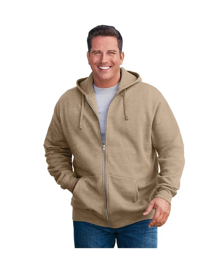 Флисовая толстовка KingSize Big & Tall с капюшоном на молнии спереди heather khaki stone