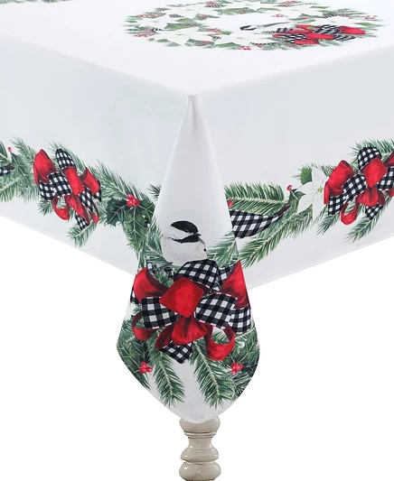 Скатерть Laural Home Christmas Trimmings, черно-белая