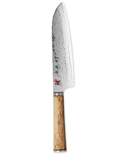 Нож MIYABI Santoku 7″ с рукояткой из березы, белый