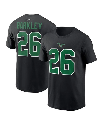 Мужская футболка Saquon Barkley Black Philadelphia Eagles с именем и номером игрока black
