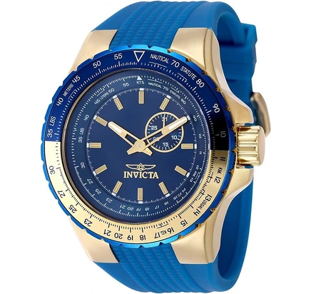 Мужские часы Invicta 49732 Aviator Quartz VD72 с синим циферблатом