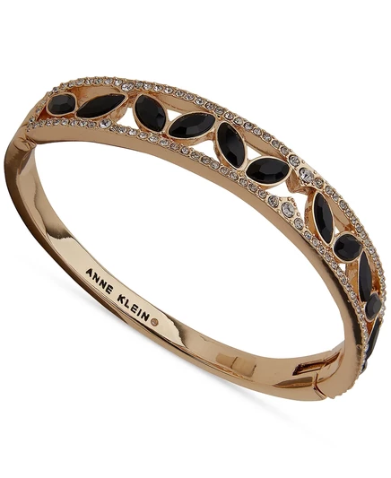 Женский браслет Anne Klein с золотистыми кристаллами в коробке на шарнирах jet
