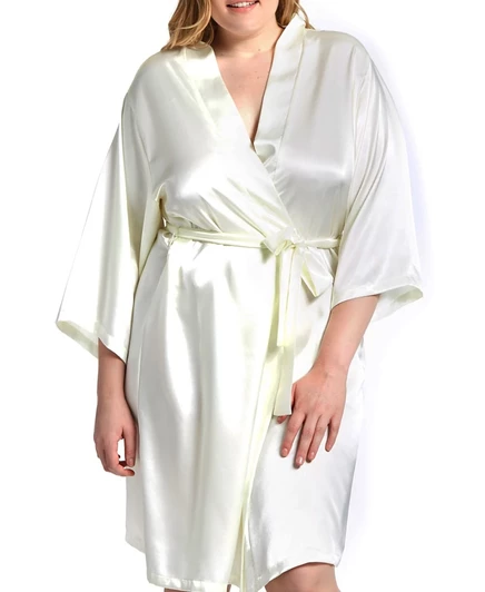 Женский сатиновый халат iCollection Marina Lux, айвори