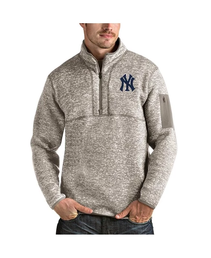 Мужская куртка-пуловер Antigua Fortune New York Yankees с молнией 1/4, бежевая