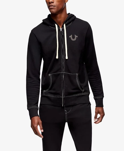 Мужское худи True Religion Classic Logo на молнии, черное