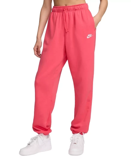  Женская спортивная одежда Club Fleece из флиса средней посадки, спортивные брюки оверсайз aster pink/white