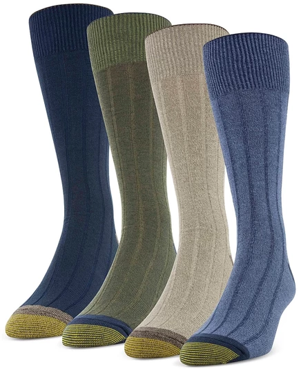 Мужские ребристые носки Gold Toe, 4 пары, синие