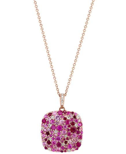 Кулон EFFY Multi-Gem с рубинами и сапфирами, розовое золото